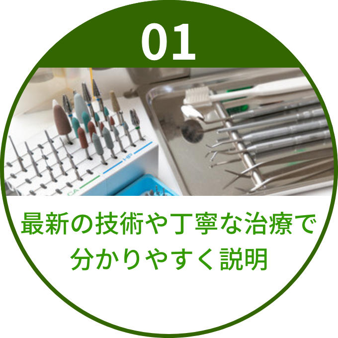 最新の技術や丁寧な治療で
            分かりやすく説明