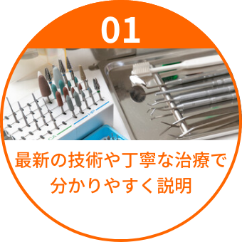 最新の技術や丁寧な治療で
            分かりやすく説明